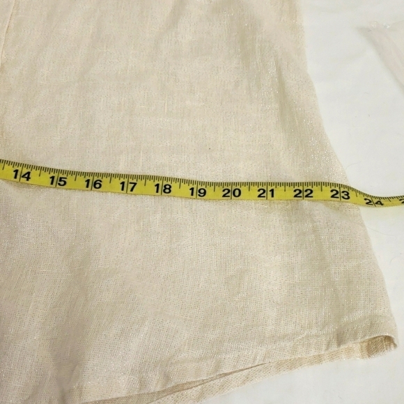 Flax Linen Tunic Length Shirt Natural & Silver Metallic Thread Oversize S NWT - Picture 12 of 12